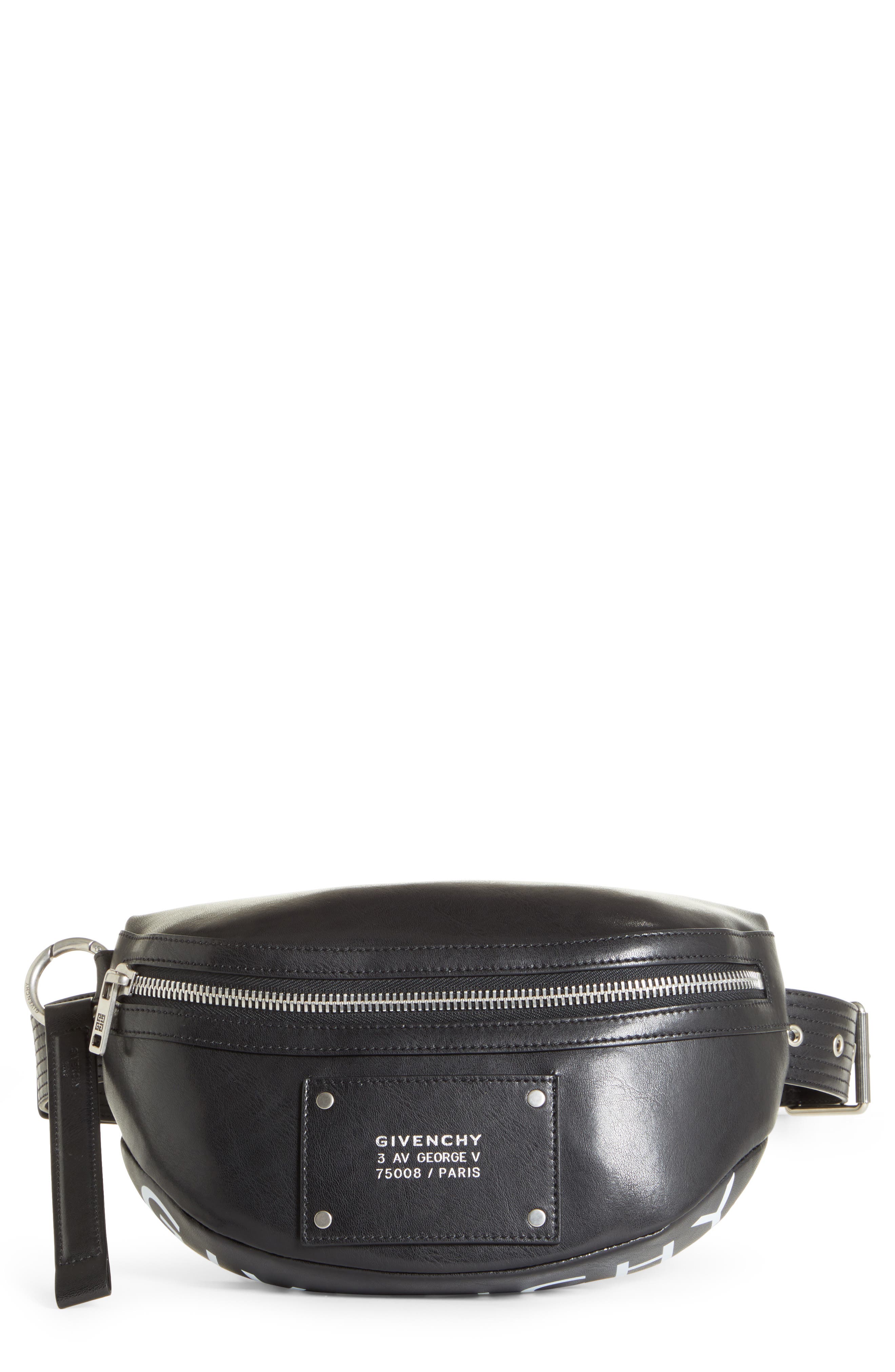 Givenchy Logo Leather Belt Bag, Main, color, 