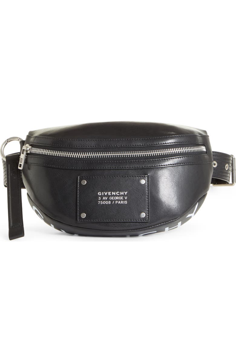 Givenchy Logo Leather Belt Bag, Main, color,