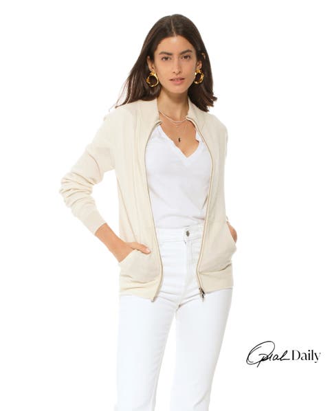Pure Cashmere Double Slider Slider Zip Cardigan
