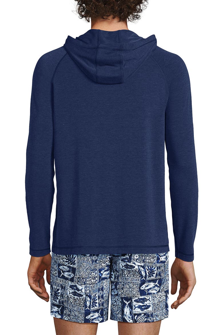 Cooling Long Sleeve UPF 50 Hooded Swim Tee Rash Guard, Alternate, color, Deep Sea Navy Heather