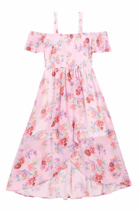 RARE, TOO! Kids' Floral Smocked Cold Shoulder Dress