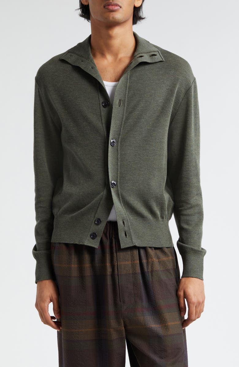 Lemaire Stand Collar Wool Cardigan, Main, color, 