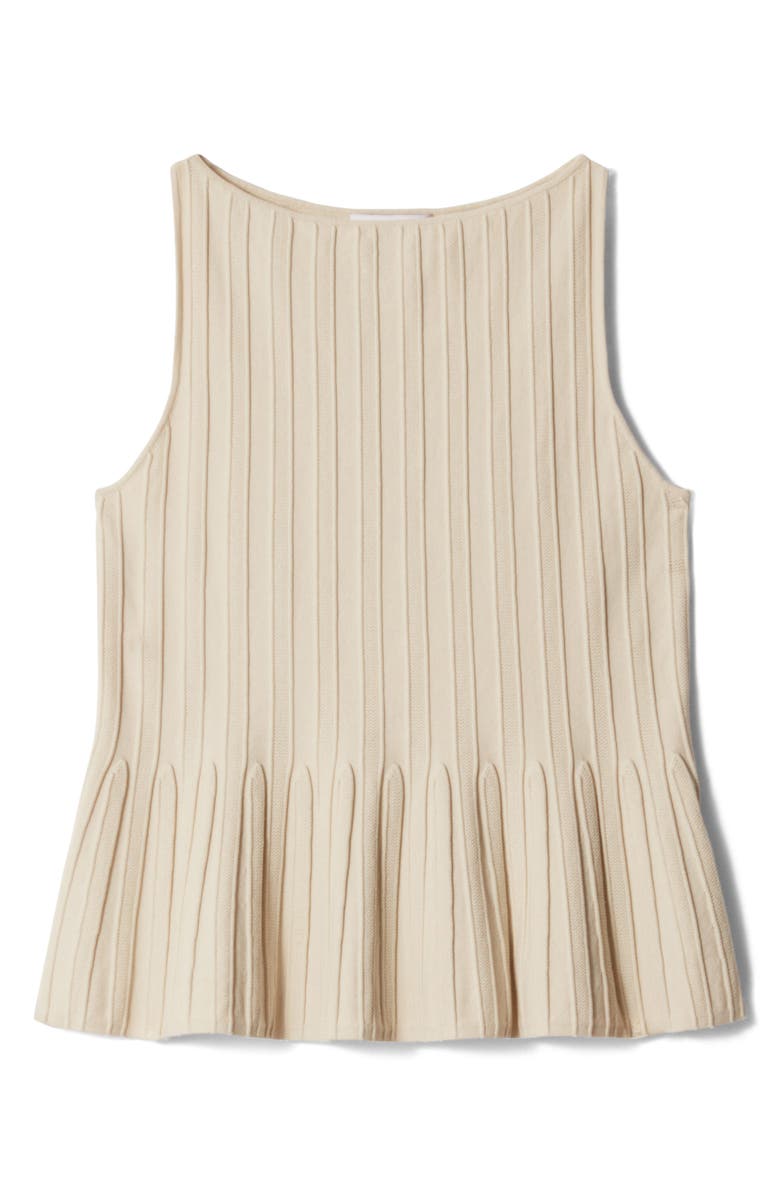& Other Stories Sleeveless Peplum Rib Top, Alternate, color, Beige Dusty Light