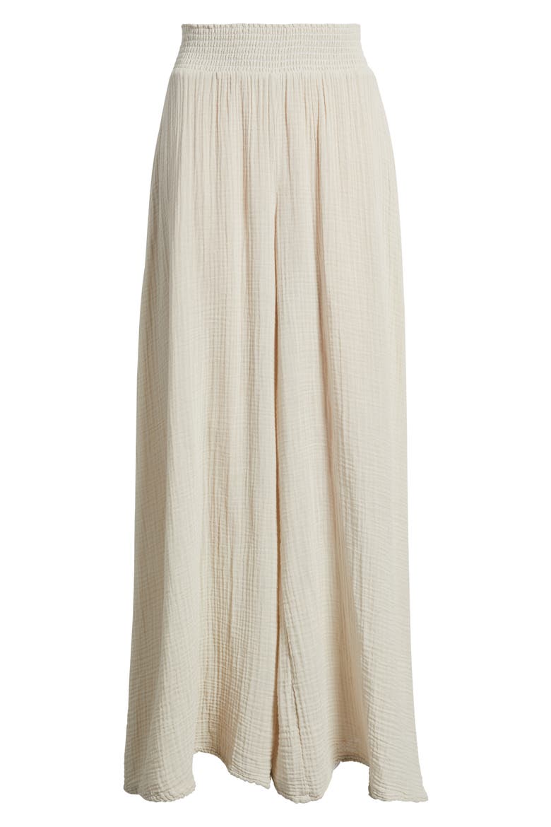 Simba Smocked Waist Wide Leg Pants, Alternate, color, CEMENT