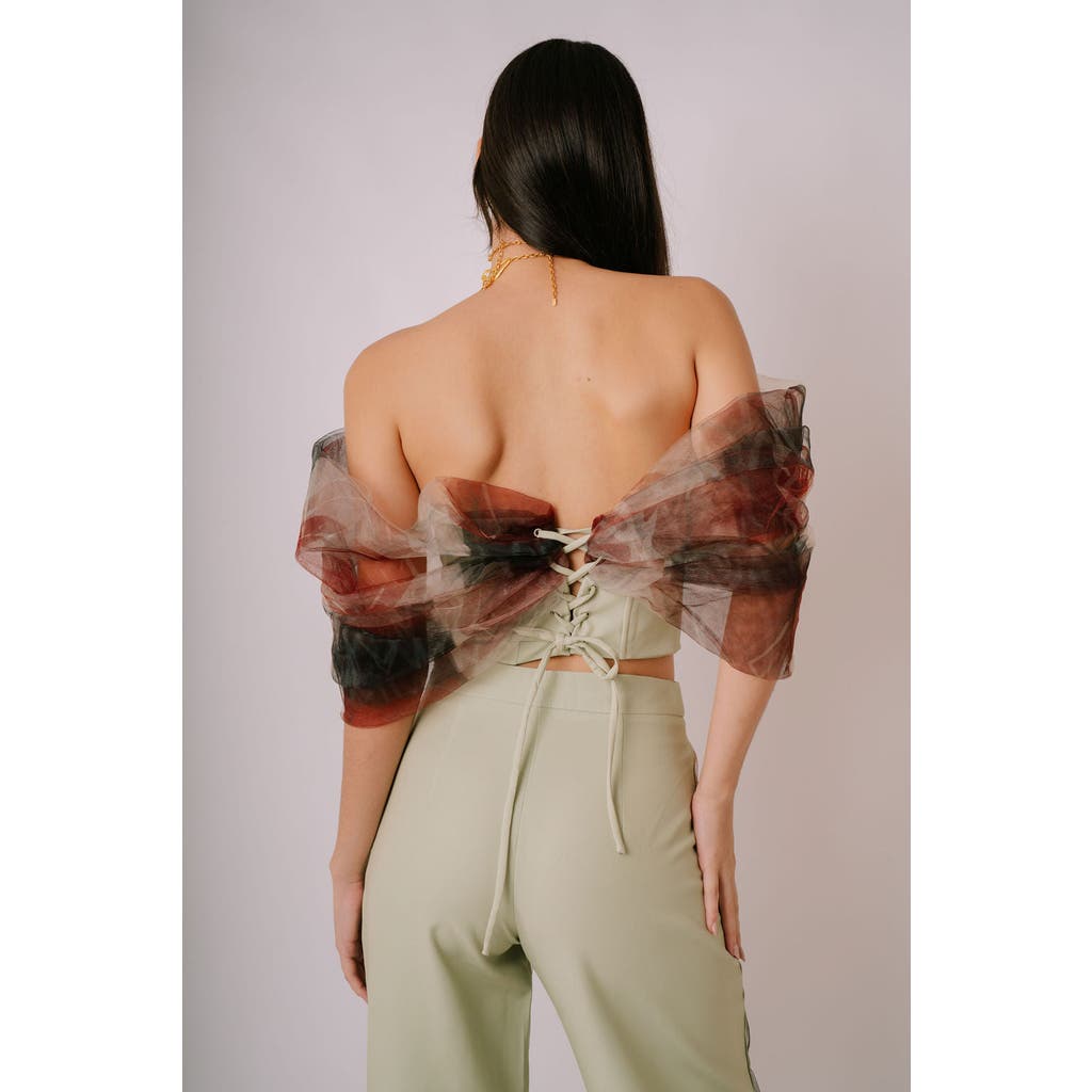 San Malo Tessa Tulle Bow Corset In Gray