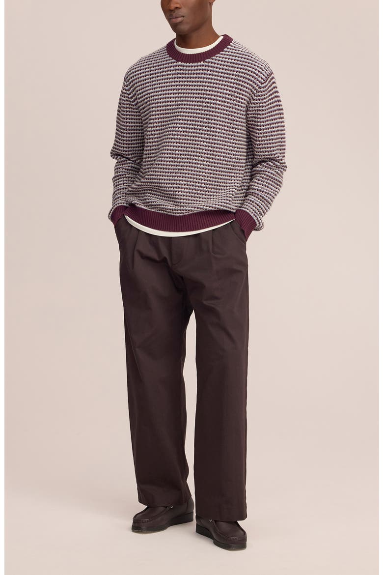 Russel Stripe Organic Cotton & Wool Crewneck Sweater, Alternate, color, WINETASTING