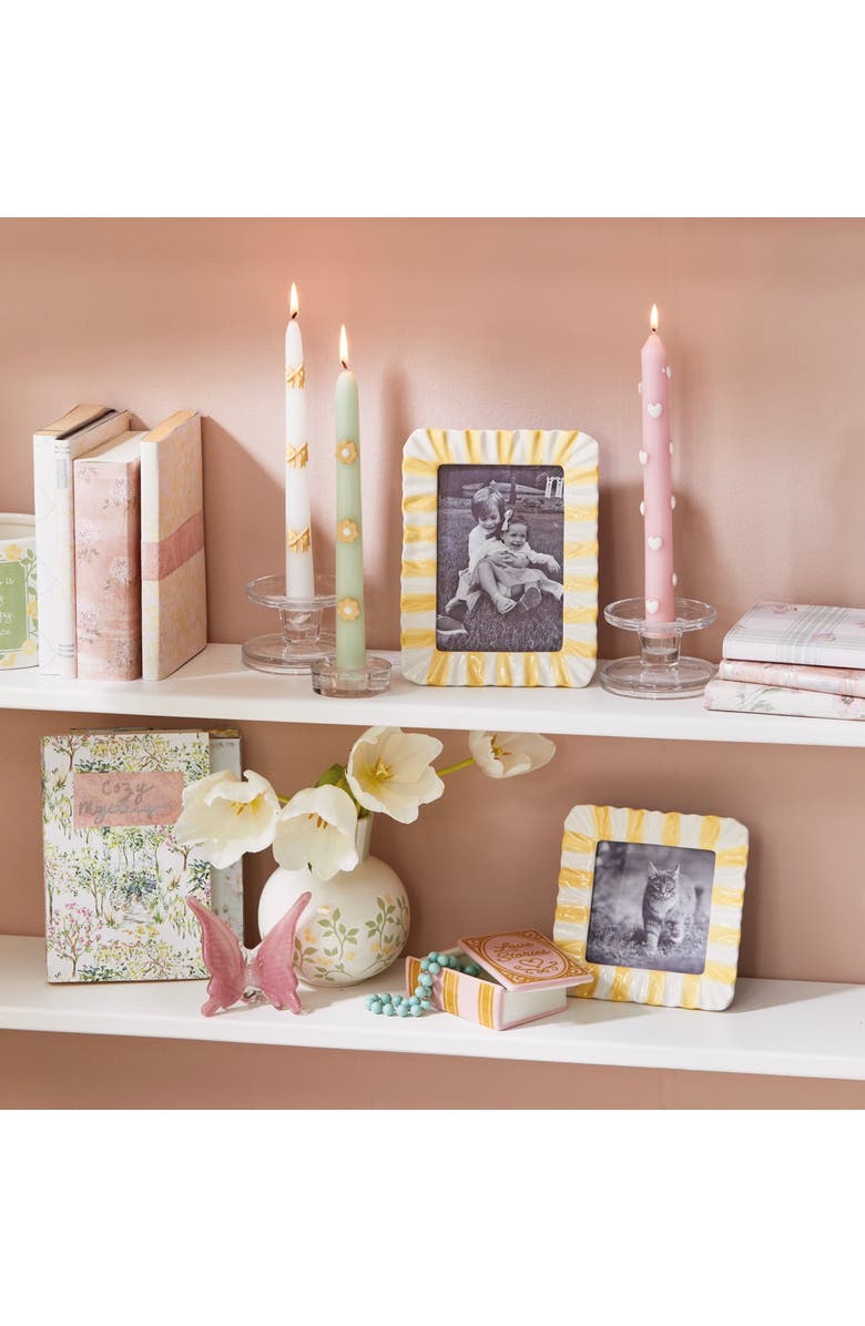 tag Yellow Stripe Ruffle 4x4 Photo Frame Earthenware MDF Glass 6.25x6.25in, Alternate, color, Yellow