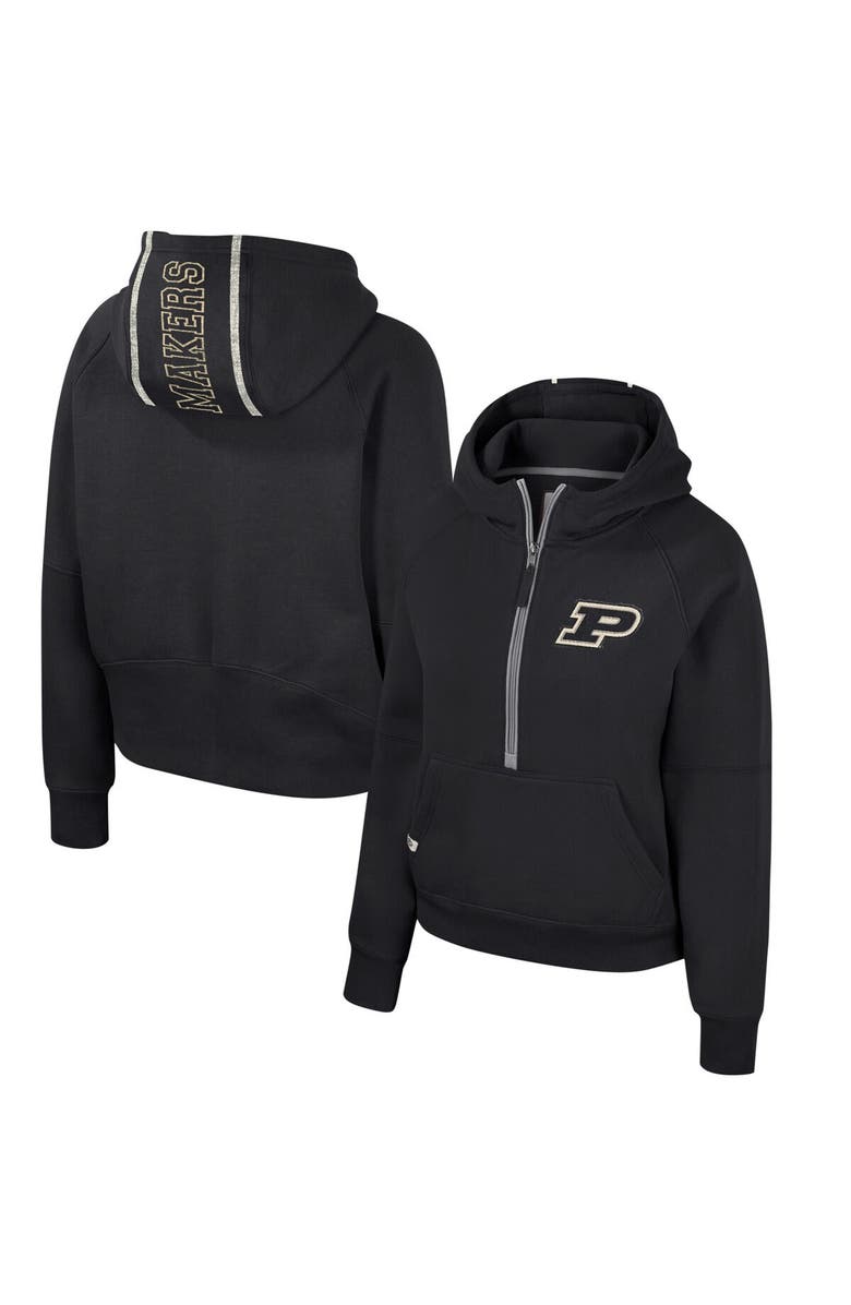 COLOSSEUM Women's Colosseum Black Purdue Boilermakers Margo Raglan Half-Zip Hoodie, Main, color, 