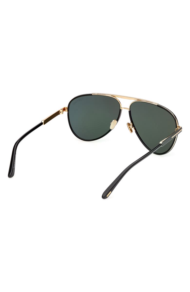 TOM FORD Rupert 63mm Pilot Sunglasses, Alternate, color, Shiny Black Gunmetal/ Green