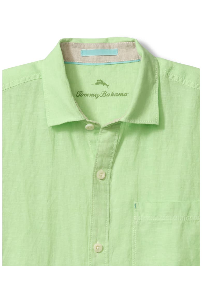 Paradise Breezer Short Sleeve Linen Button-Up Shirt, Alternate, color, GLOWING GREEN