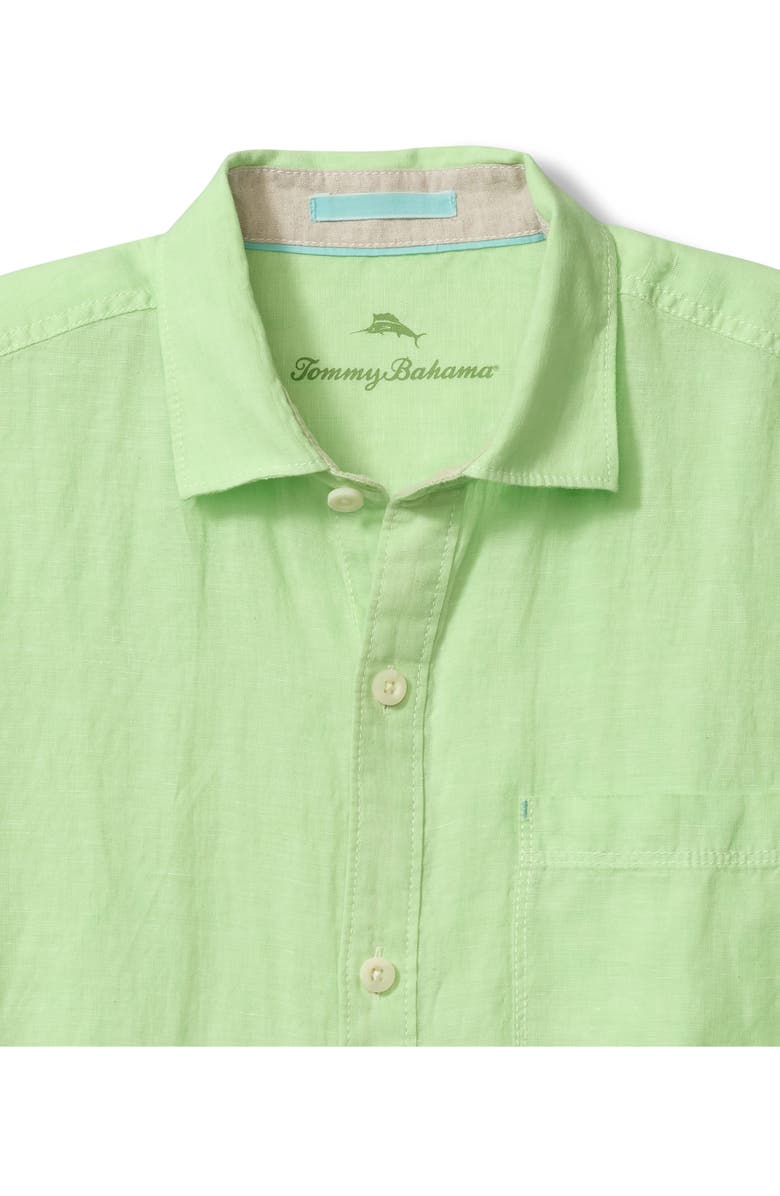 Tommy Bahama Paradise Breezer Short Sleeve Linen Button-Up Shirt, Alternate, color, Glowing Green