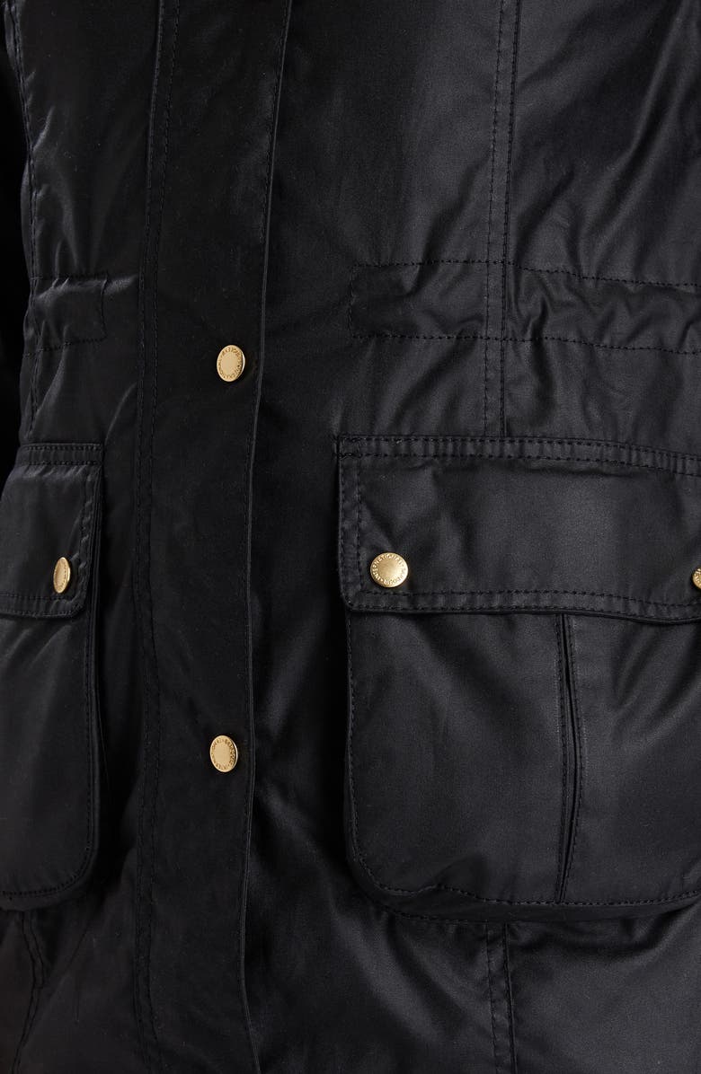 Barbour International Barbour B.INTL Kirk Hooded Waxed Cotton Jacket with Faux Fur Trim, Alternate, color, 