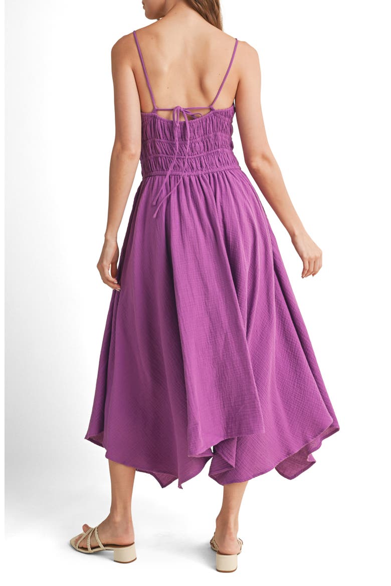 Smocked Handkerchief Hem Midi Dress, Alternate, color, VIOLET