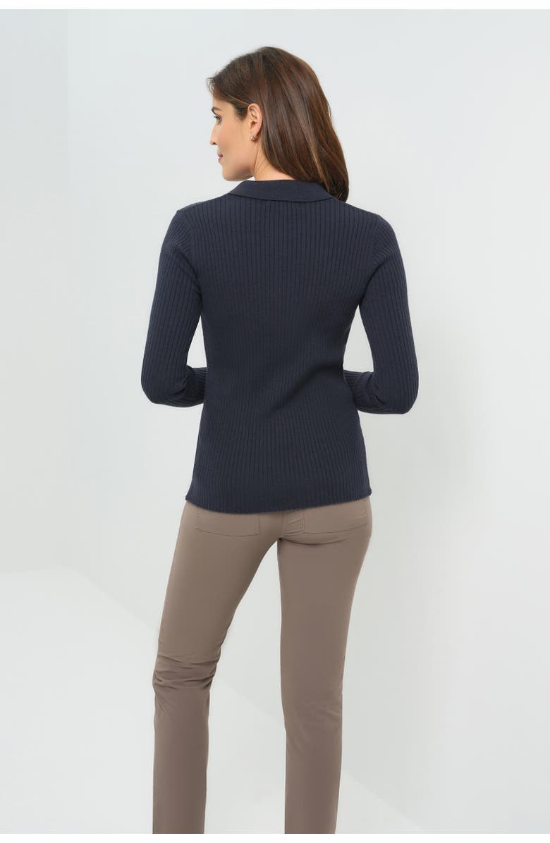 Anatomie Georgie Rib Sweater Knit Collared Top, Alternate, color, Navy
