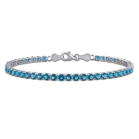 Blue Topaz Tennis Bracelet in Sterling Silver