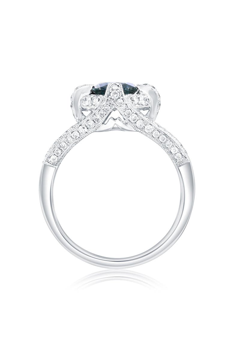 14K White Gold 1.07ct Blue Diamond & 0.52cttw Diamond Ring, Alternate, color, White Gold