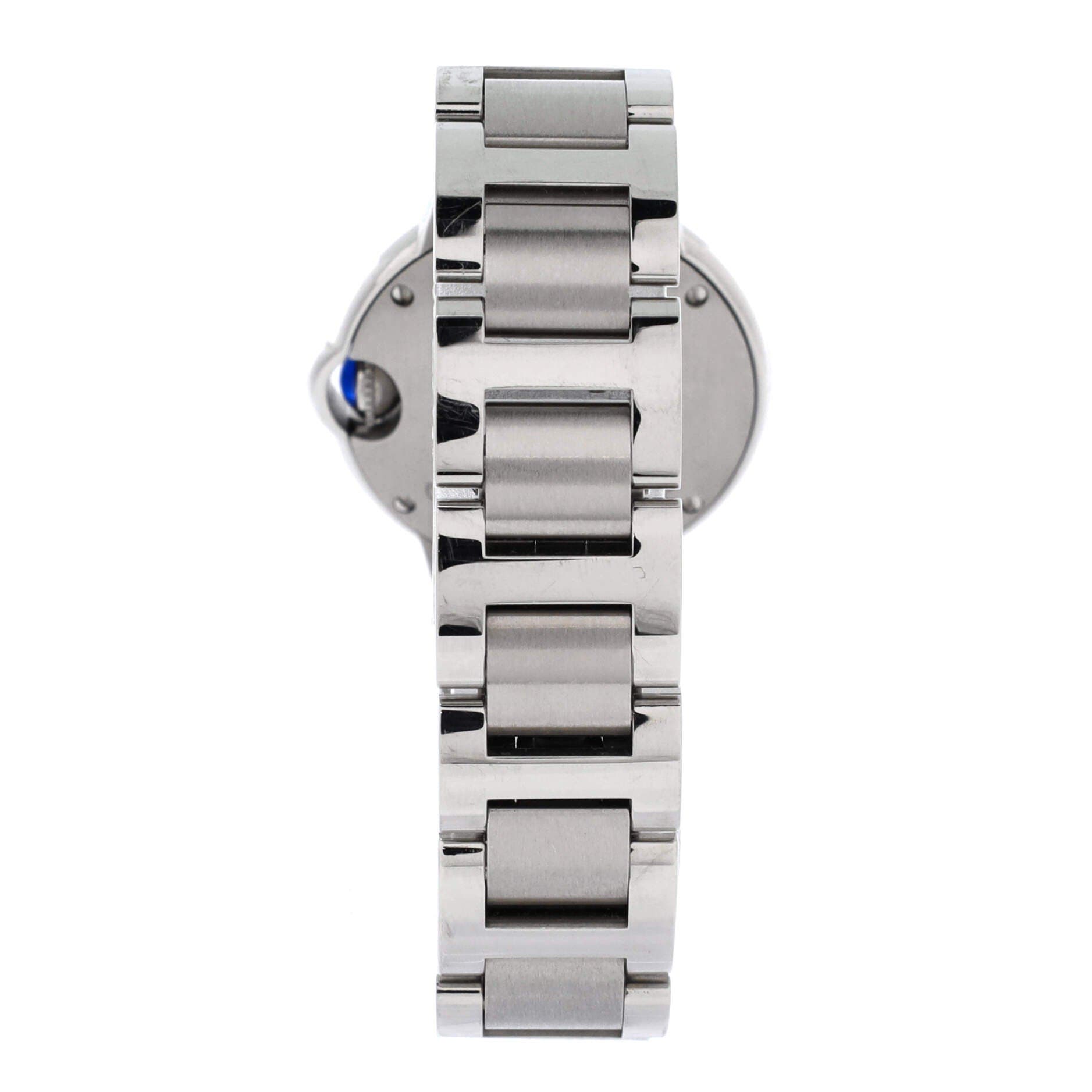 Ballon Bleu de Cartier Quartz Watch Stainless Steel with Diamond Bezel and Markers 28, Alternate, color, Metallic Silver
