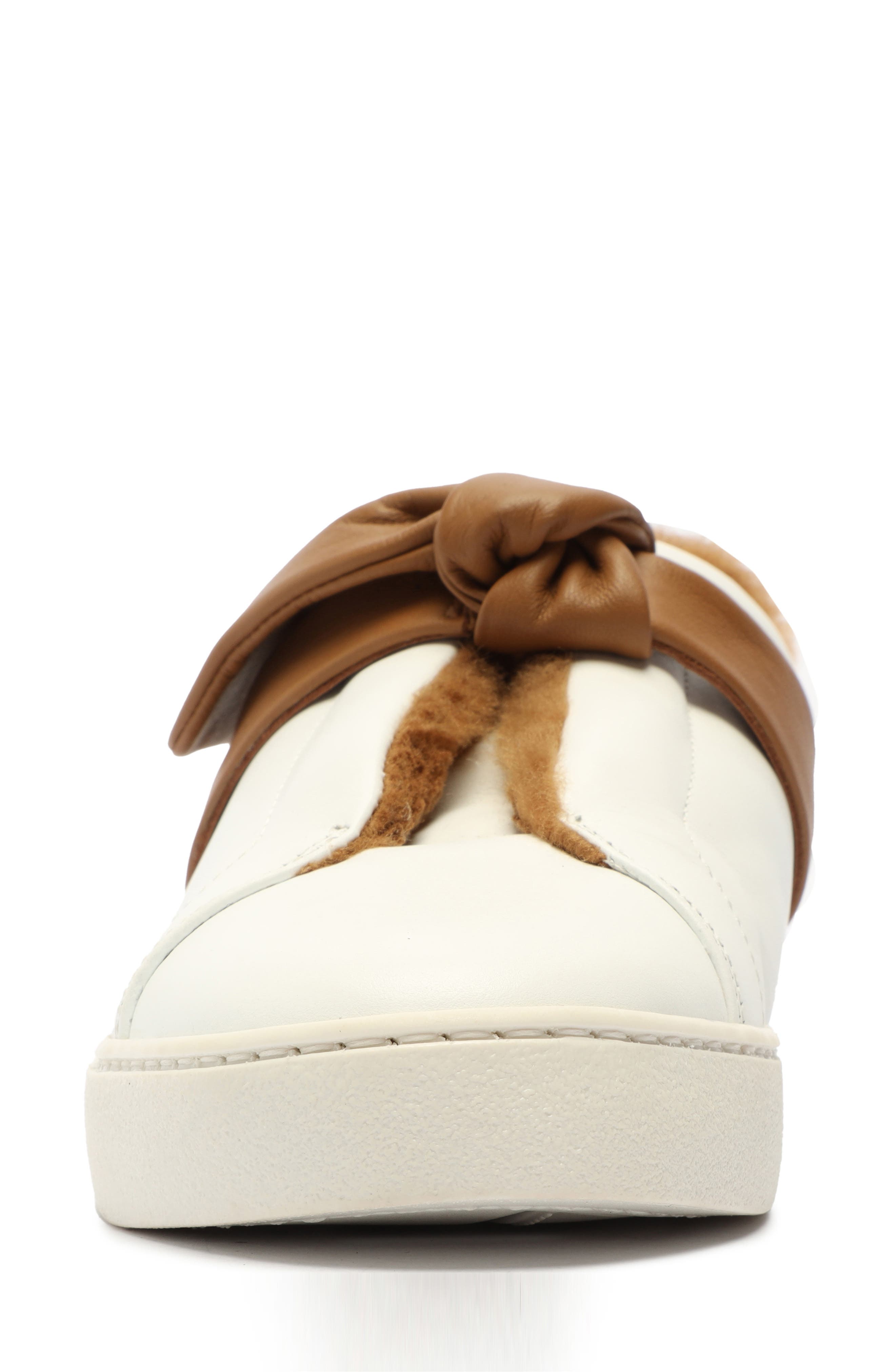Clarita Bow Slip-On Sneaker, Alternate, color, WHITE/ COGNAC