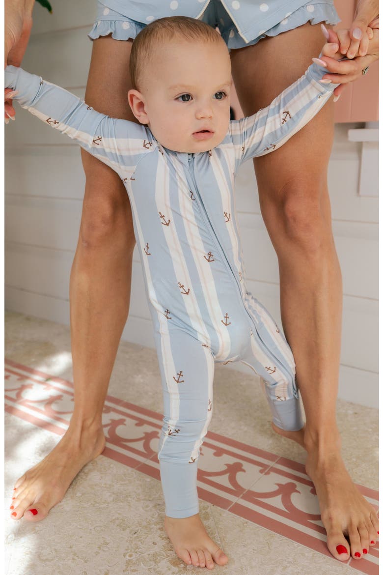 Anchored Stripe Zipper Romper, Alternate, color, Anchored Stripe