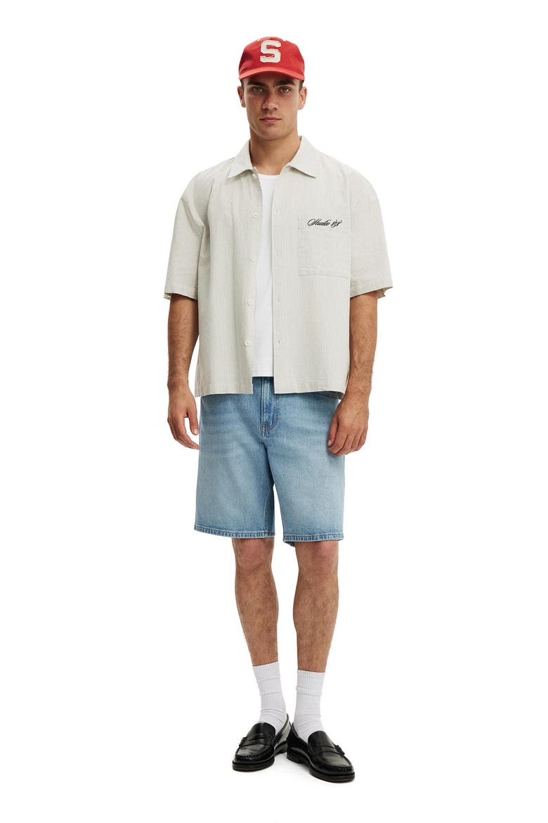 Men's Loose Straight Denim Short, Alternate, color, River Blue