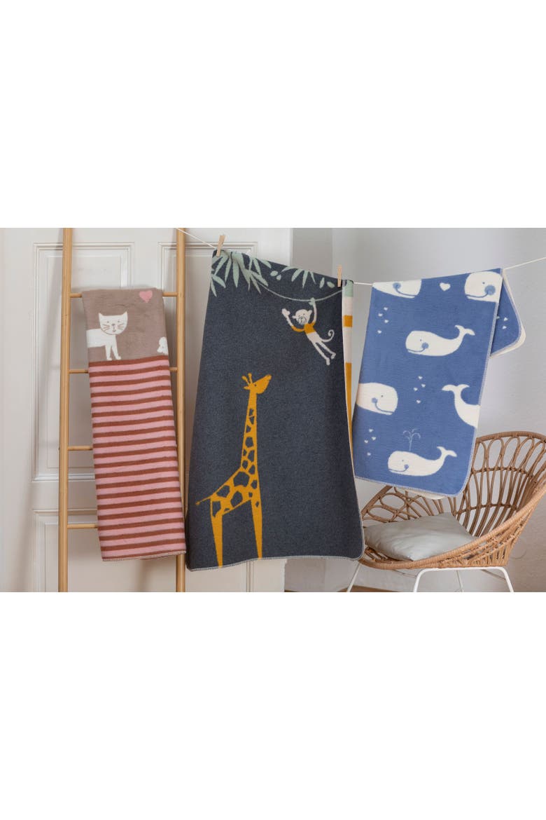 Maja Organic Whales Allover Baby Blanket, Alternate, color, Blue