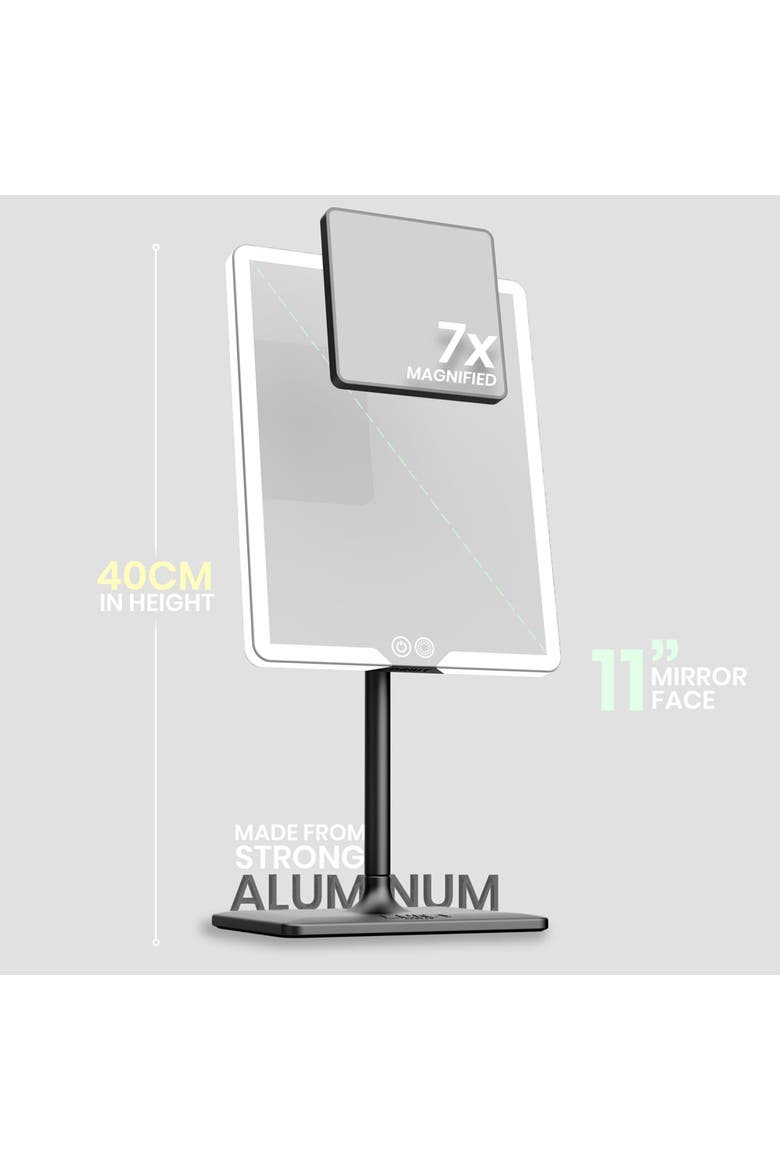 ORBIT Mirror | LED Lighted Vanity Makeup Mirror with 7X Magnification, Alternate, color, Phantom Black