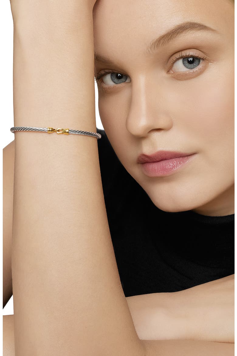 Cable Collectibles Buckle Bangle Bracelet with 18K Gold, 3mm, Alternate, color, TWO TONE