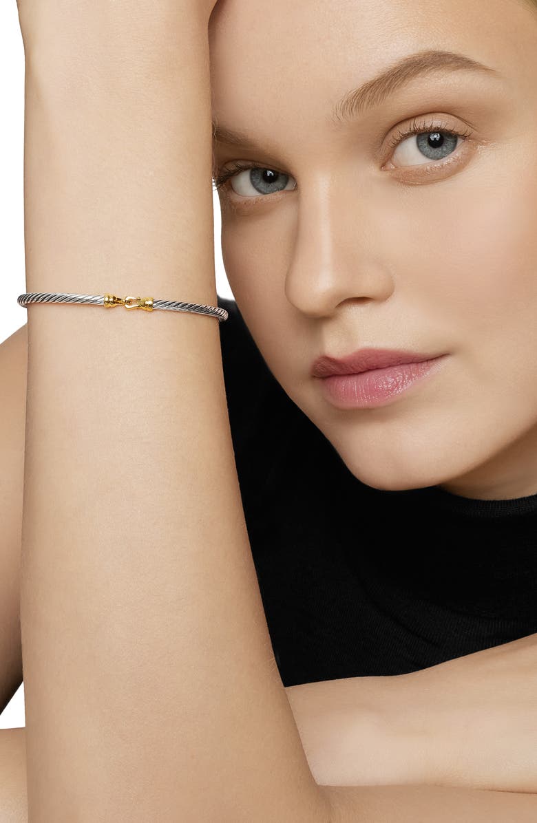 David Yurman Cable Collectibles Buckle Bangle Bracelet with 18K Gold, 3mm, Alternate, color, Two Tone