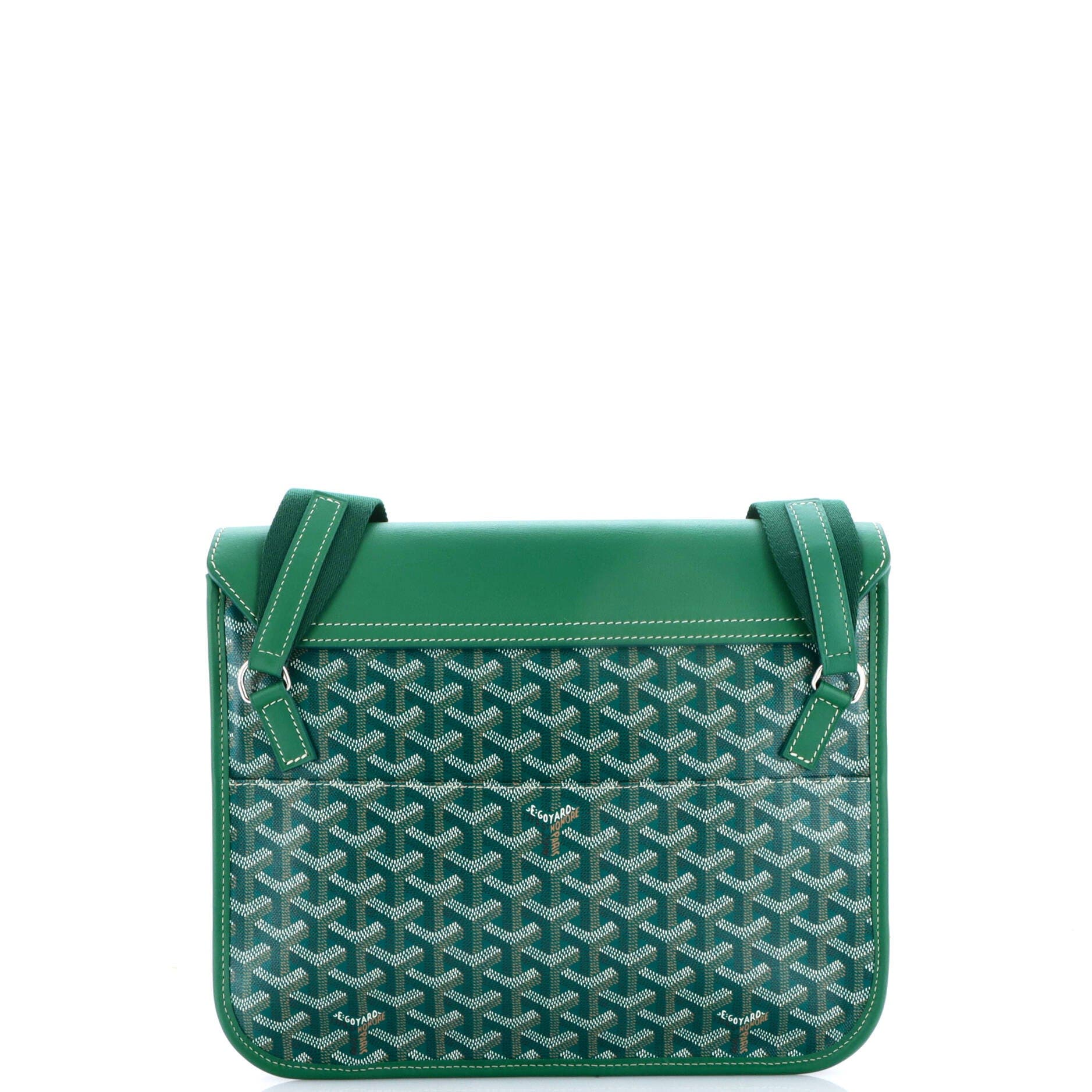 Coursier Messenger Bag Coated Canvas and Leather, Alternate, color, Green