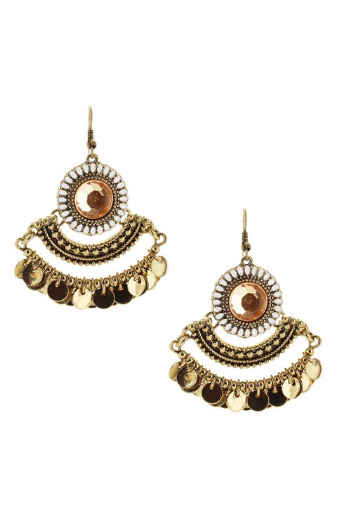 Kailey Disc Fringe Drop Earrings