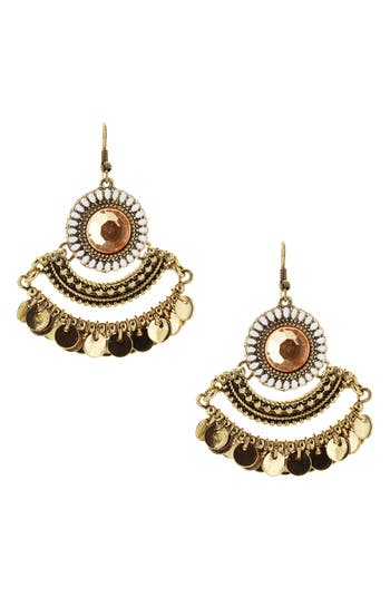 Olivia Welles Kailey Disc Fringe Drop Earrings In Metallic