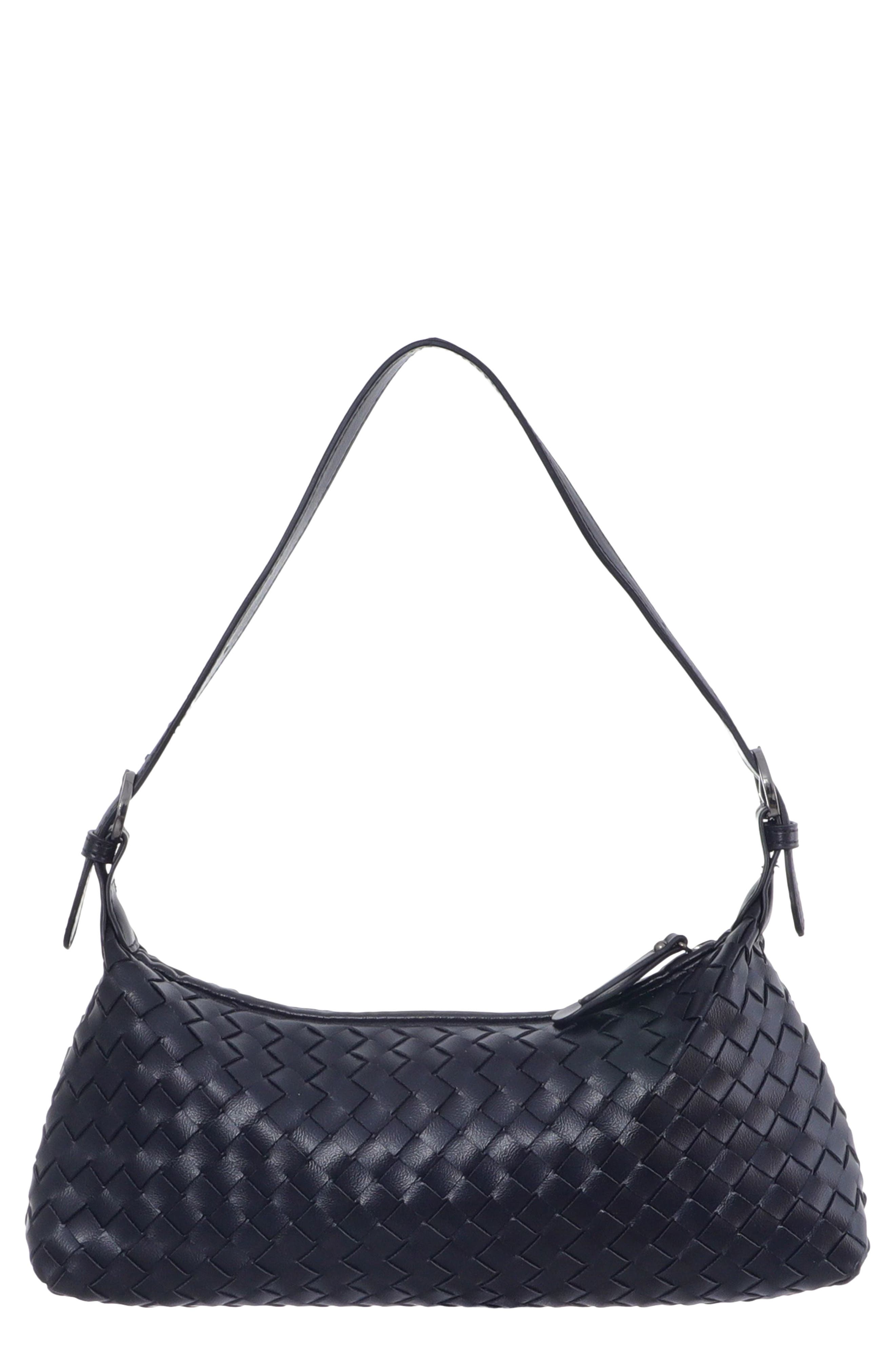 Woven Faux Leather Shoulder Bag