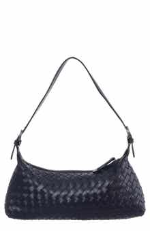 Woven Faux Leather Shoulder Bag