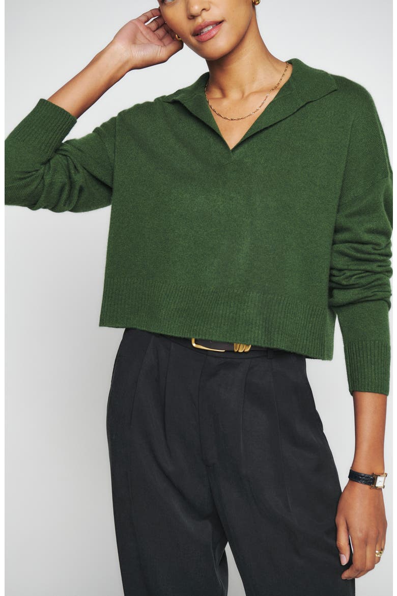 Cashmere Polo Sweater, Alternate, color, CEDAR