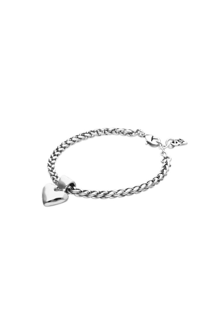 Chain Bracelet with Sterling Silver Plated Heart Detail, Alternate, color, Silver