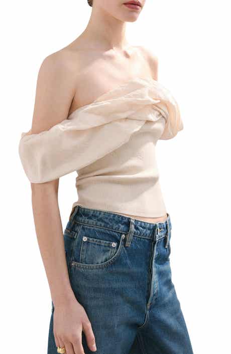 Bubble Off the Shoulder Knit Top