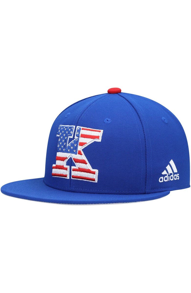adidas Men's adidas Royal Kansas Jayhawks On-Field Baseball Fitted Hat, Main, color, 
