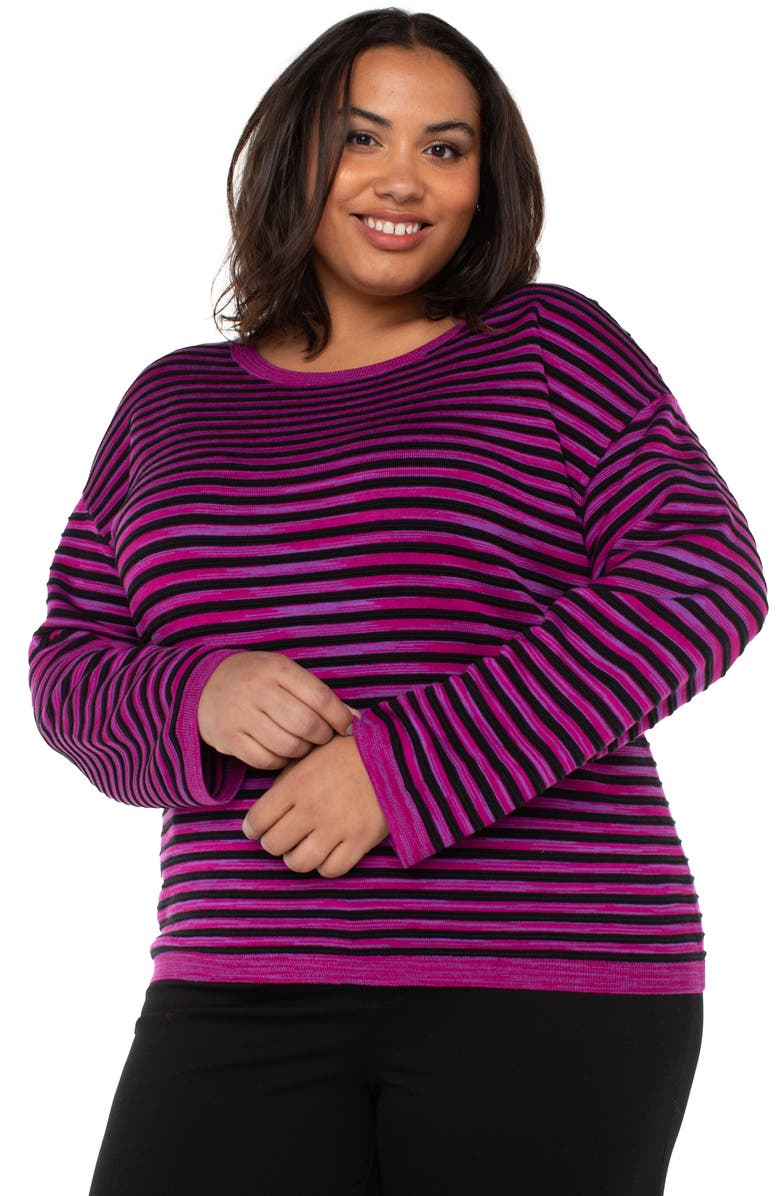 Liverpool Los Angeles Stripe Sweater, Alternate, color, Fuchsia Stripe
