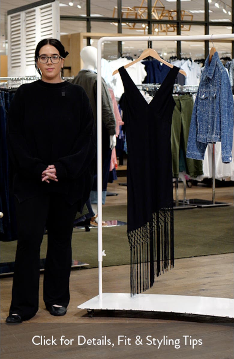 Tamara Asymmetric Sleeveless Fringe Accent Dress, sales video thumbnail