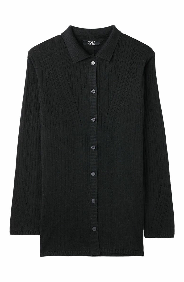 GOBI Mongolian Cashmere Silk Cashmere Cardigan, Main, color, Black