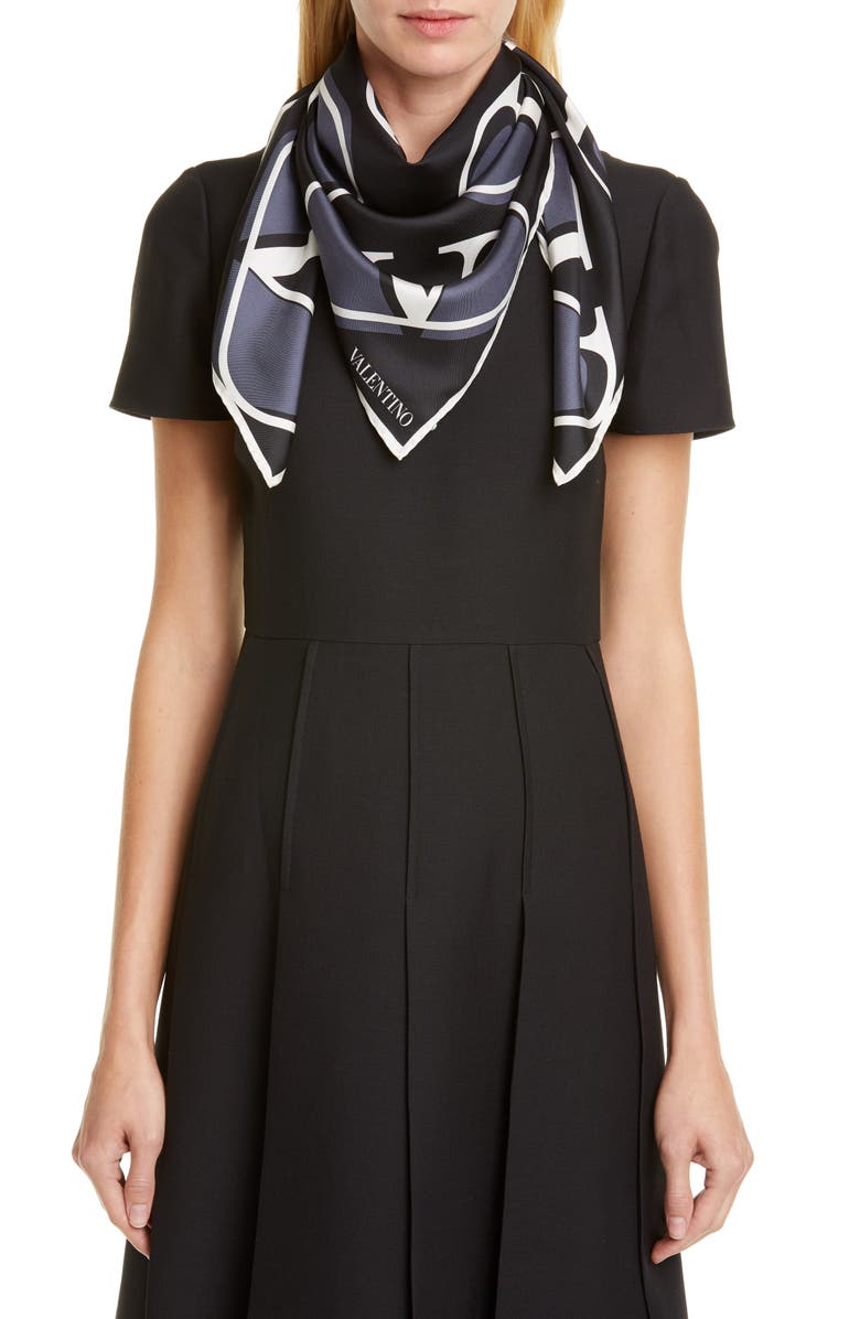 Valentino Garavani Go Logo Square Silk Scarf, Alternate, color, 