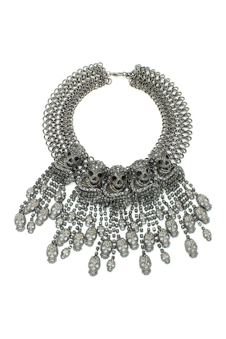 Skull My Neck Necklace, Main, color, GUN-METAL