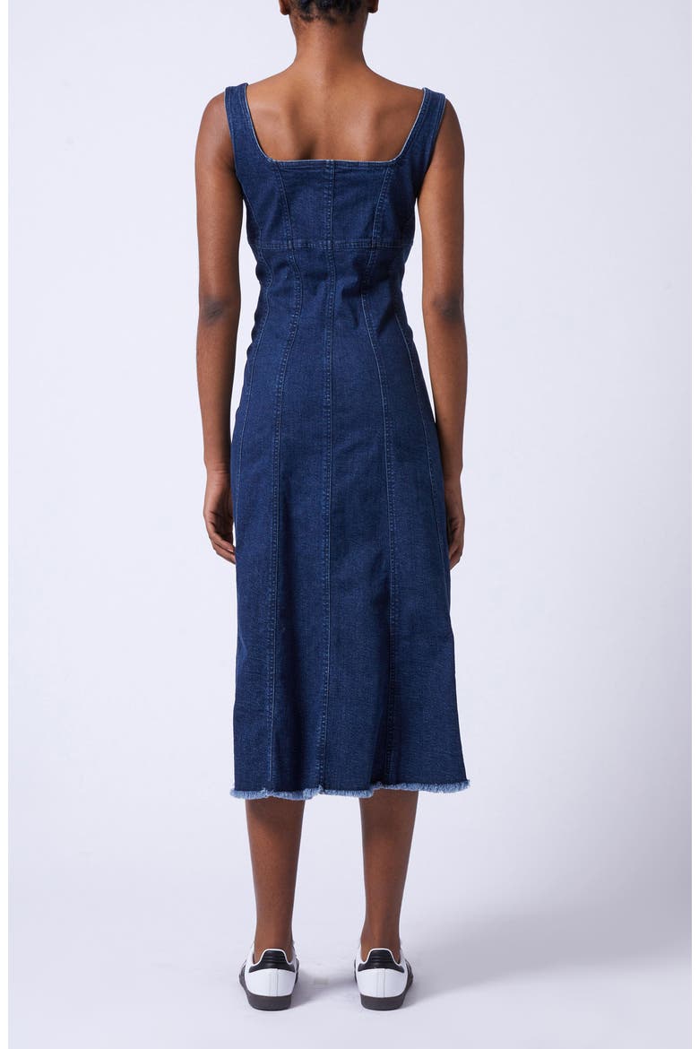 Arywode Sleeveless Fray Hem Denim Midi Dress, Alternate, color, 40-MID WASH