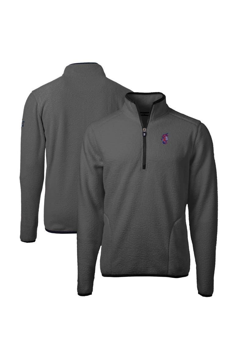 Men's Cutter & Buck Gray Florida Gators Swinging Gator Cascade Eco Sherpa Fleece Quarter-Zip Pullover Top, Main, color, Gray