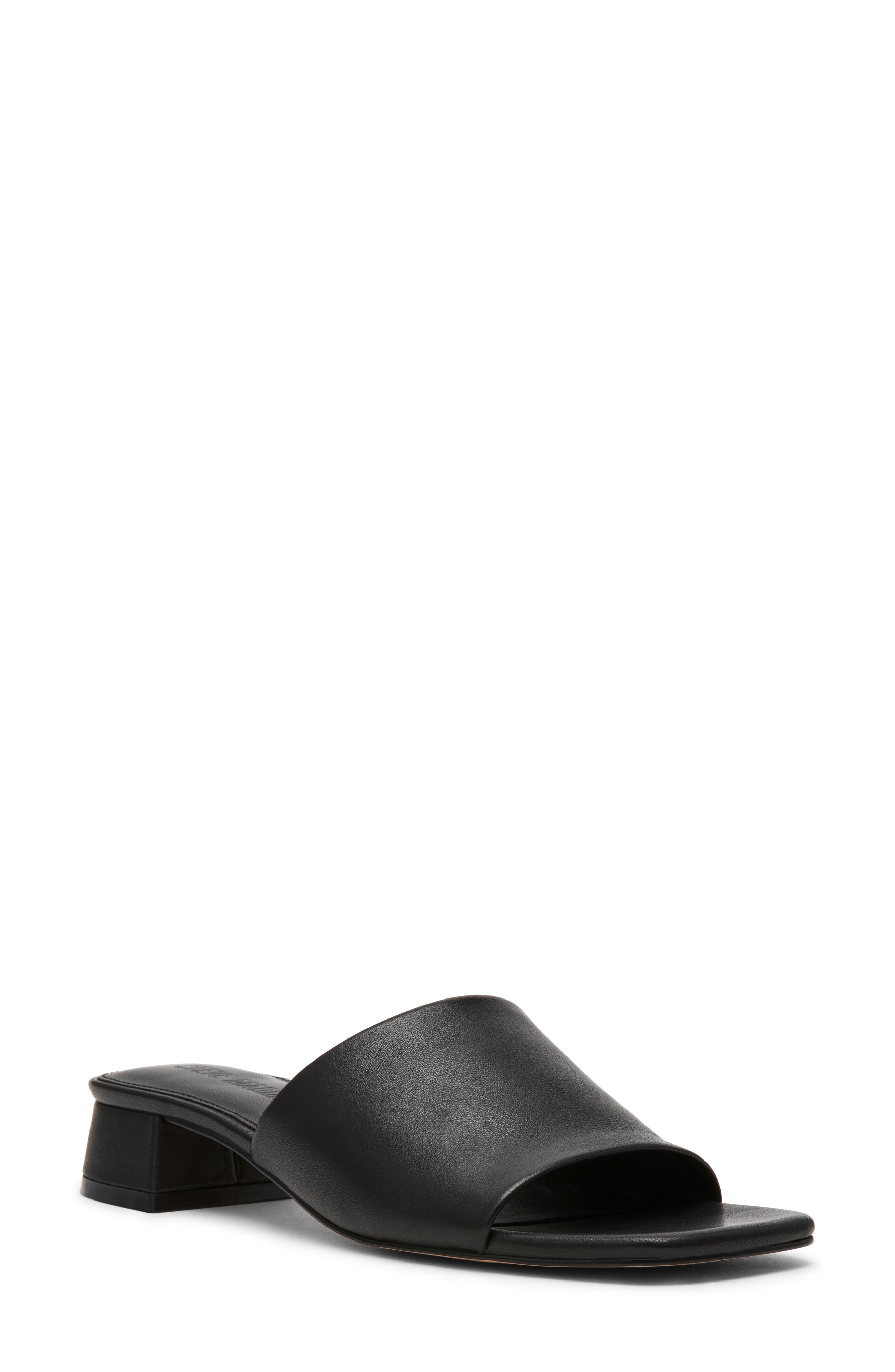 Steve Madden Montgomery Block Heel Sandal, Main, color, Black Leather