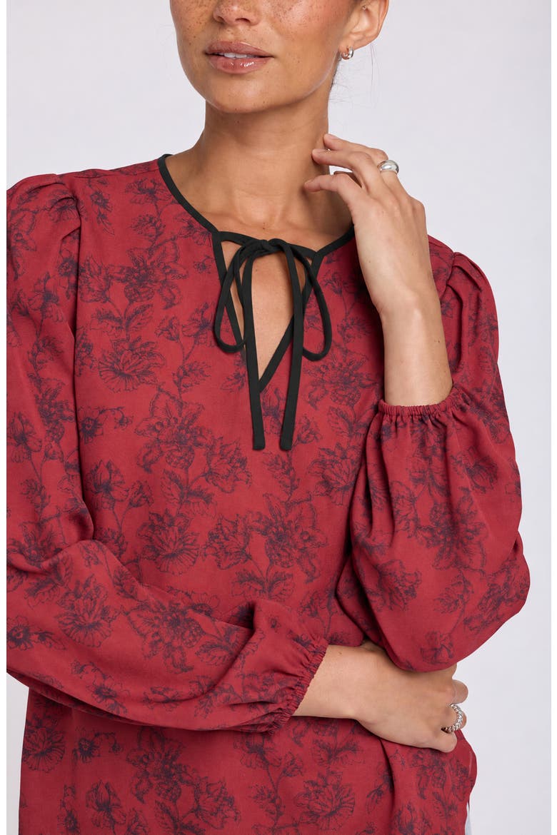 Elsie Tie Neck Georgette Top, Alternate, color, FLORA BOTANICA