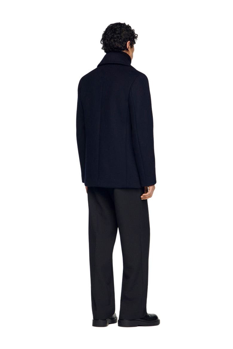 Straight-fit wool-blend coat, Alternate, color, Navy blue