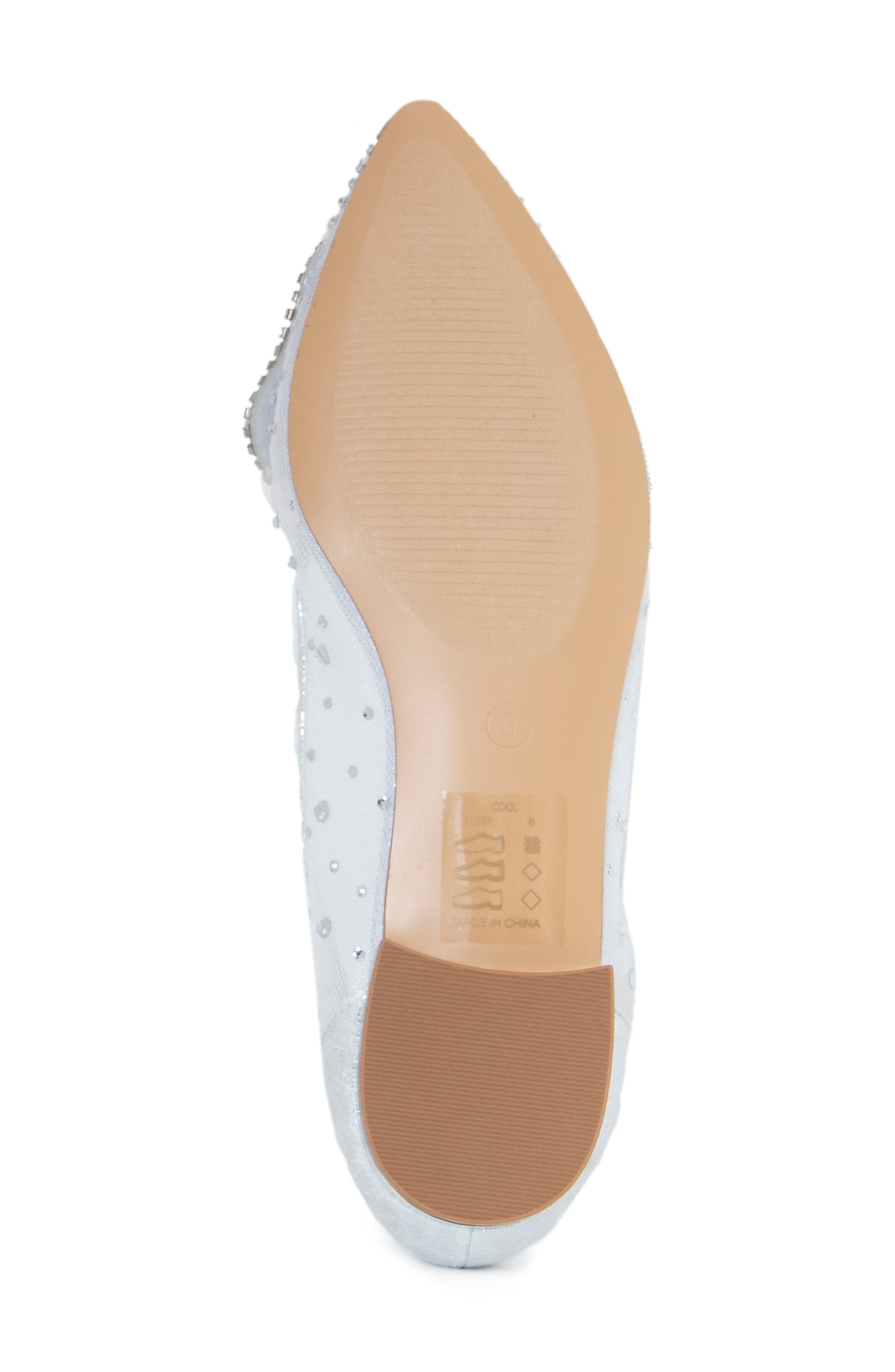 Lauren Lorraine Cool Embellished Pointed Toe Flat, Alternate, color, Silver