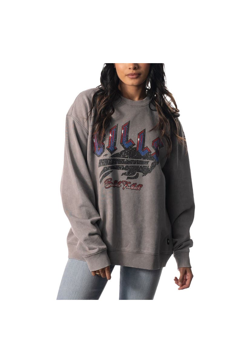 THE WILD COLLECTIVE Unisex The Wild Collective Gray Buffalo Bills Distressed Pullover Sweatshirt, Alternate, color, Gray