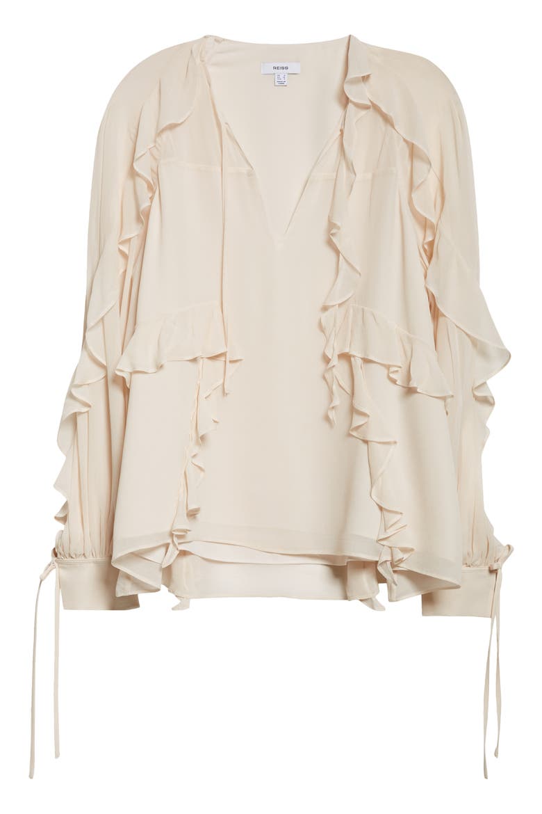 Zaria Ruffle Tie Neck Top, Alternate, color, PALE PINK